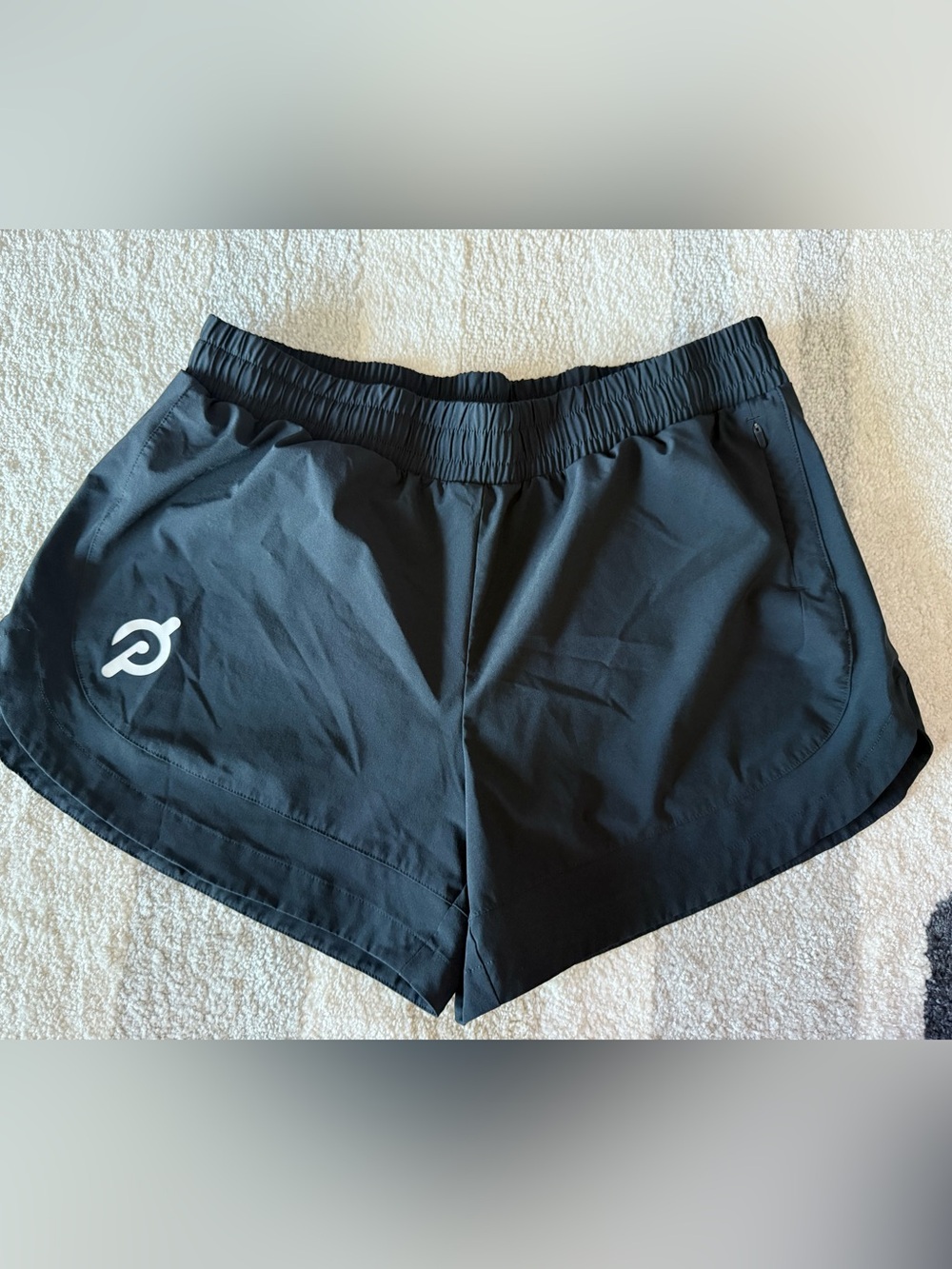 Peloton Black Women's Athletic Running Shorts with Side Logo